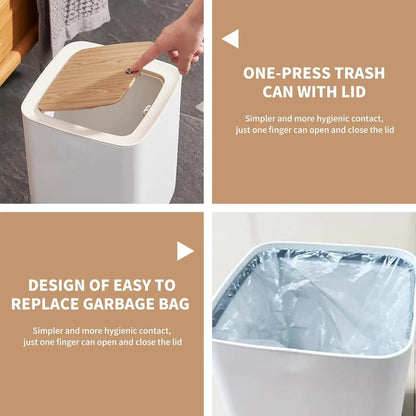Mini trash can with push lid