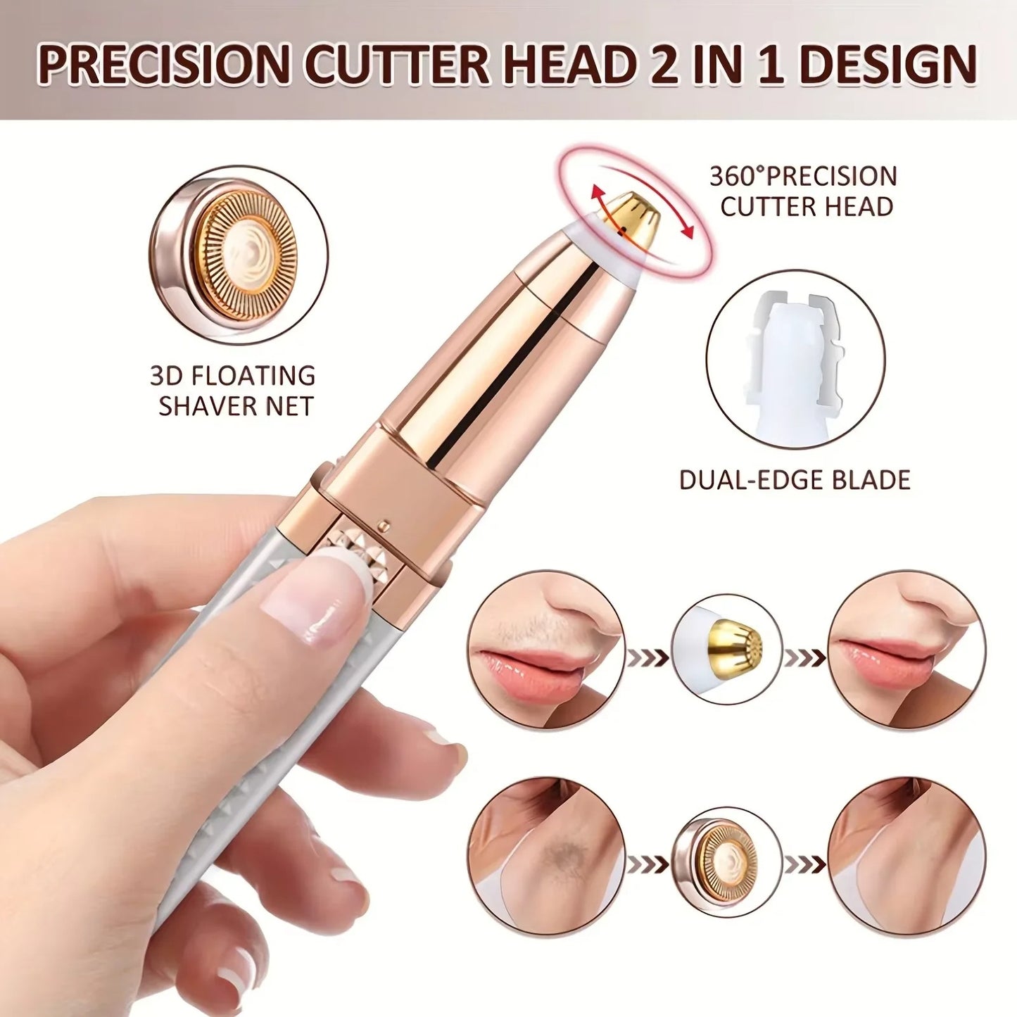 2-in-1 electric epilator for women, USB charging, portable hair remover, bikini, painless shaver for women, body face eyebrow trimmer