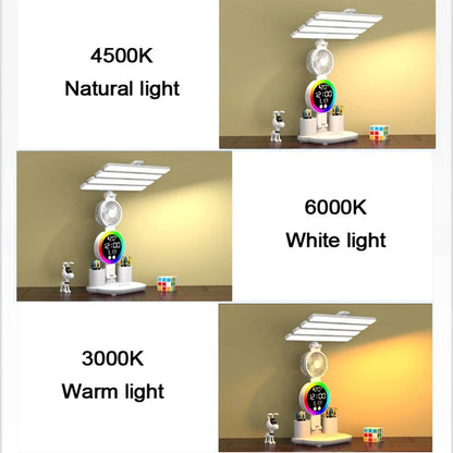 3 In 1 LED Fan With Desk Lamp, Rechargeable LED Desk Lamp with Fan, Portable LED Reading Lamp, Multifunctional Desk Lamp with Phone Holder