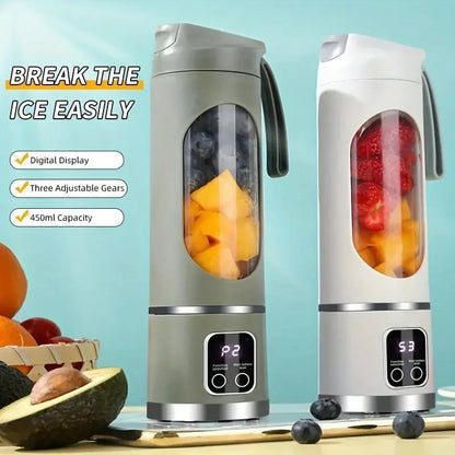 450ml Rechargeable Fruit Juicer, Portable Blender for Shakes, Mini Portable Electric Juicer