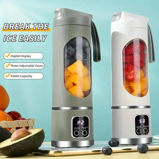450ml Rechargeable Fruit Juicer, Portable Blender for Shakes, Mini Portable Electric Juicer
