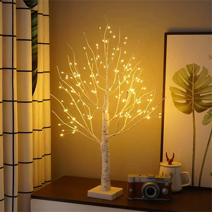 Birch tree lamp with 3 battery packs led lamp