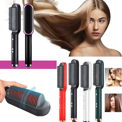Portable hair straghtening brush tool