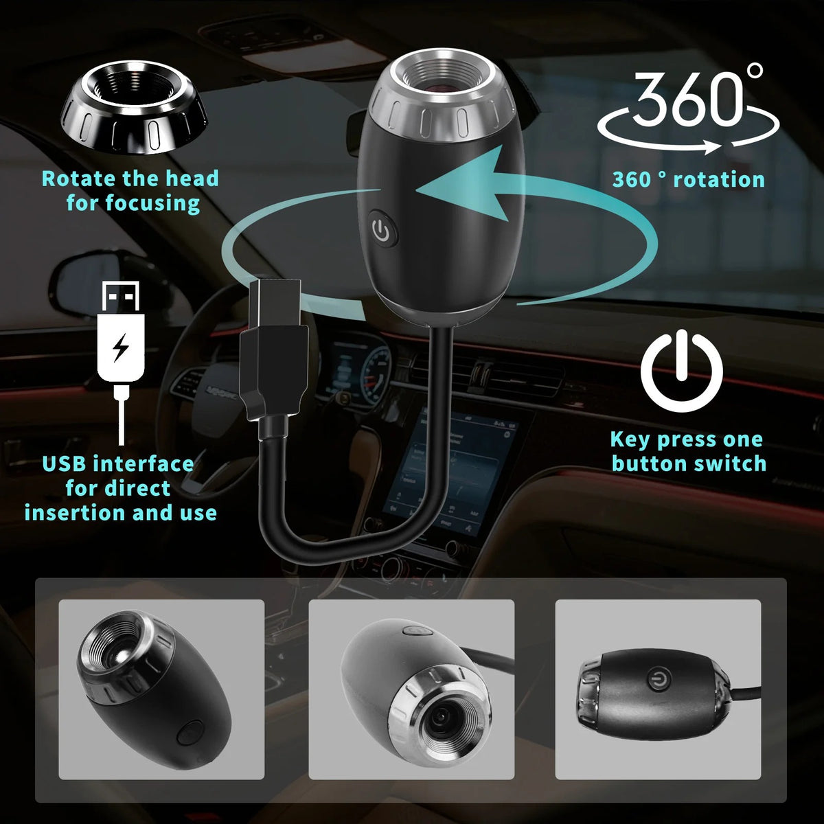 Galaxy Projector USB Night Light Car Mood Lighting LED Starry Sky Lamp for Room Bedroom