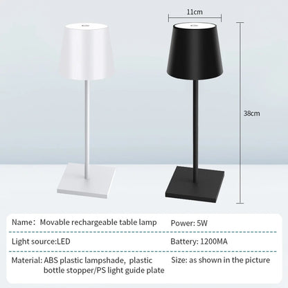 Rechargeable LED Table Lamp Touch Switch 3-Level Dimmable Desk Lamps Bar Club Diner Creative Decorative Mood Lighting