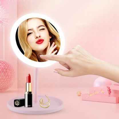 LED Cosmetic Mirror With Dimmable, Rotating, and Memory Functions - USB Cosmetic Mirror With Monochrome