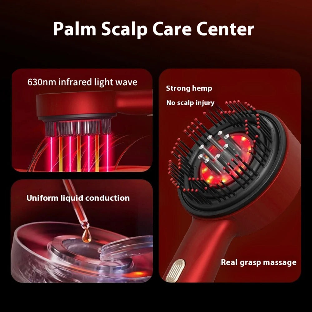 Electric Head Massager Hair Growth Comb Scalp Relaxation Massager 630nm Red Light Oil Applicator Anti-Hair Loss Hair Care Hairbrush