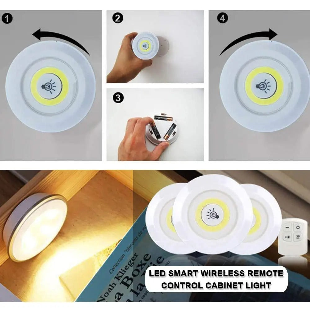 Tap LED Light With Remote Control pack of 3