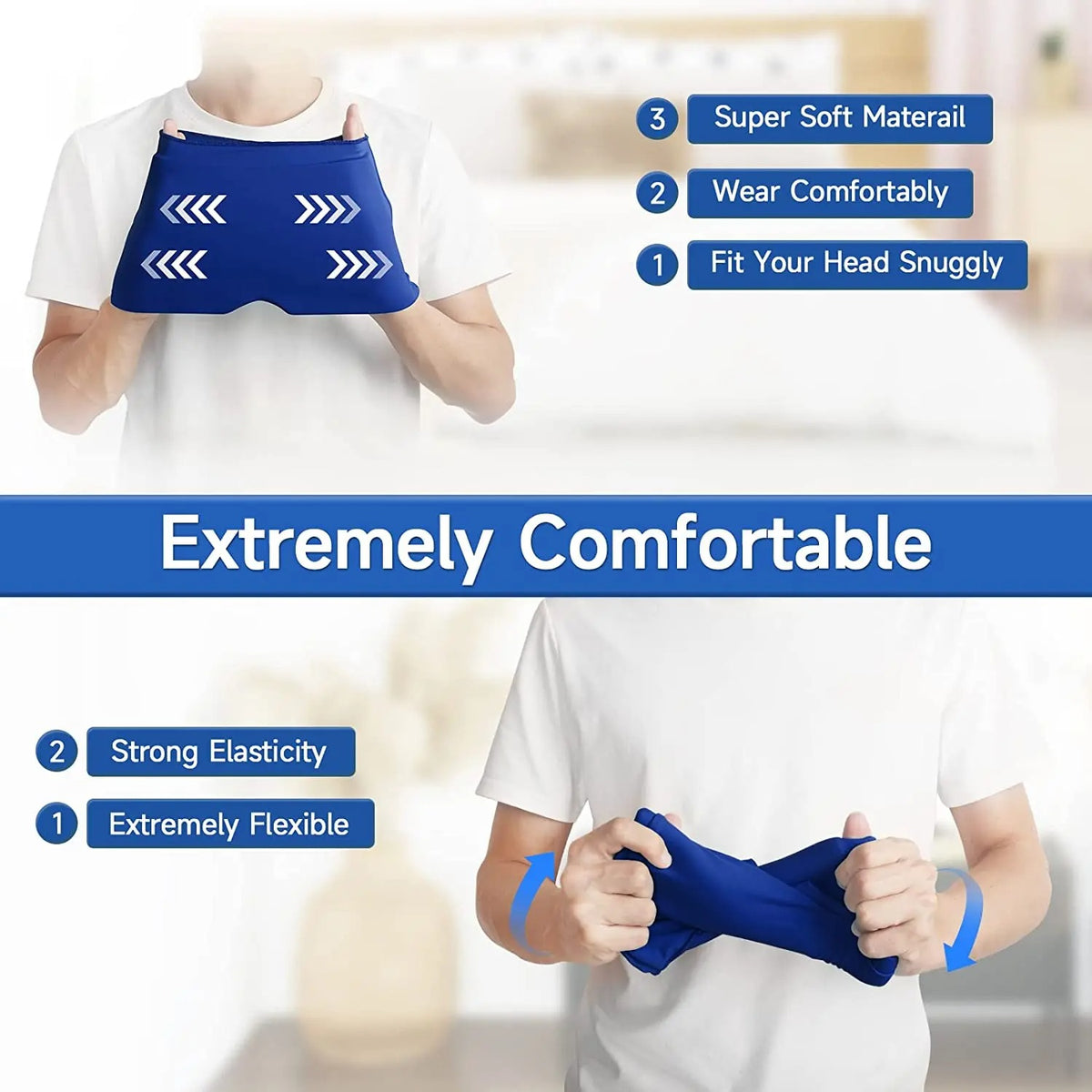 Migraine Gel Ice Cap Hot Cold Hat for Wrap Face Eye Mask Pressure Massage Care Sleep Tool Pain Relief