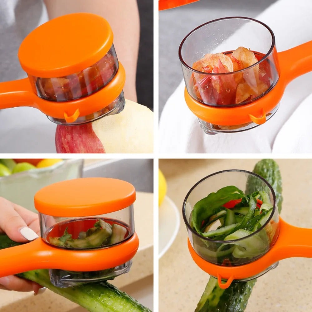 Multifunctional vegetable peeler with storage box, manual apple peeler
