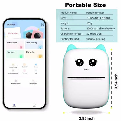 Mini portable thermal printer print photo bag thermal label printer 58 mm printing wireless Bluetooth Android iOS printers