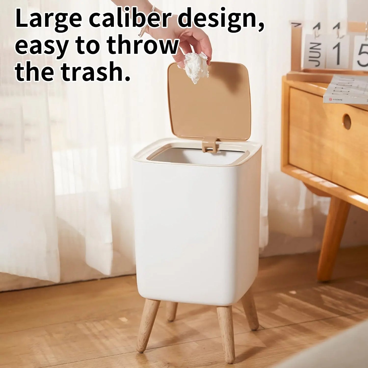 Mini trash can with push lid