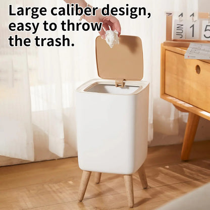 Mini trash can with push lid