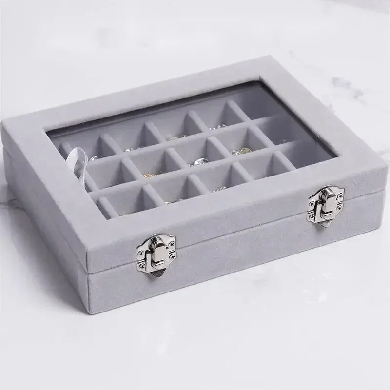 New velvet and glass jewelry storage box