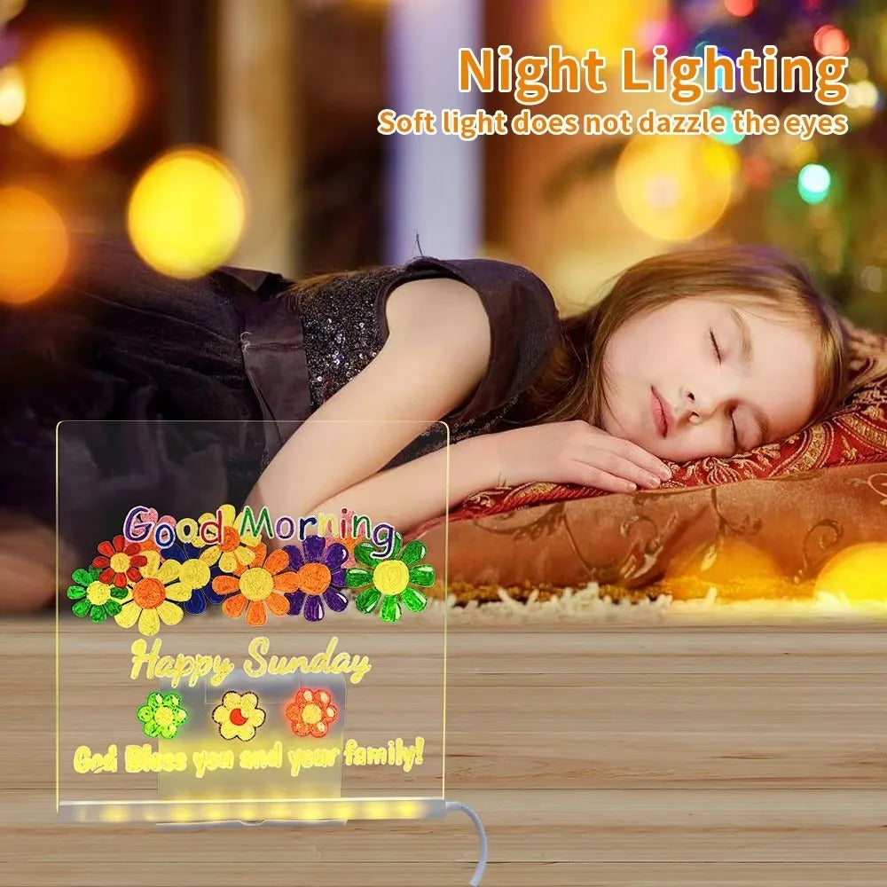 LED Notice Board DIY Acrylic Message Board Kids Drawing Board