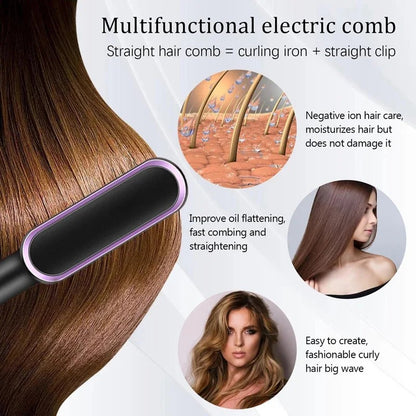 Portable hair straghtening brush tool