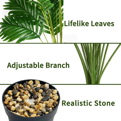 24-Leaves Areca Palm Artificial Plants Trees in Pot Plastic Green Fake Plant Tree Bonsai for Room Home Indoor Outdoor Decoration