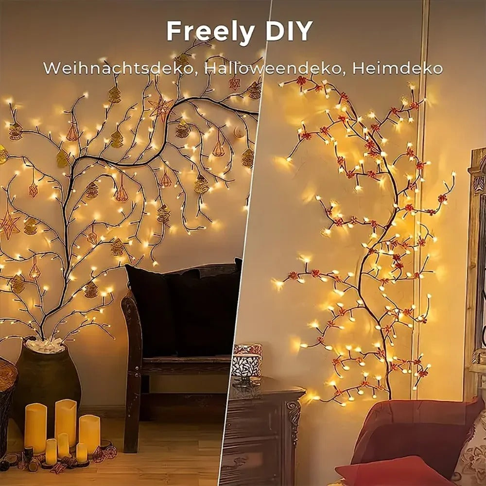 1.6 meter long 72 led bulb USB Tree Branch Lamp Bedroom Wall Decor Willow Vine Light Strip 8 Lighting Modes DIY Mood Light Home Lighting