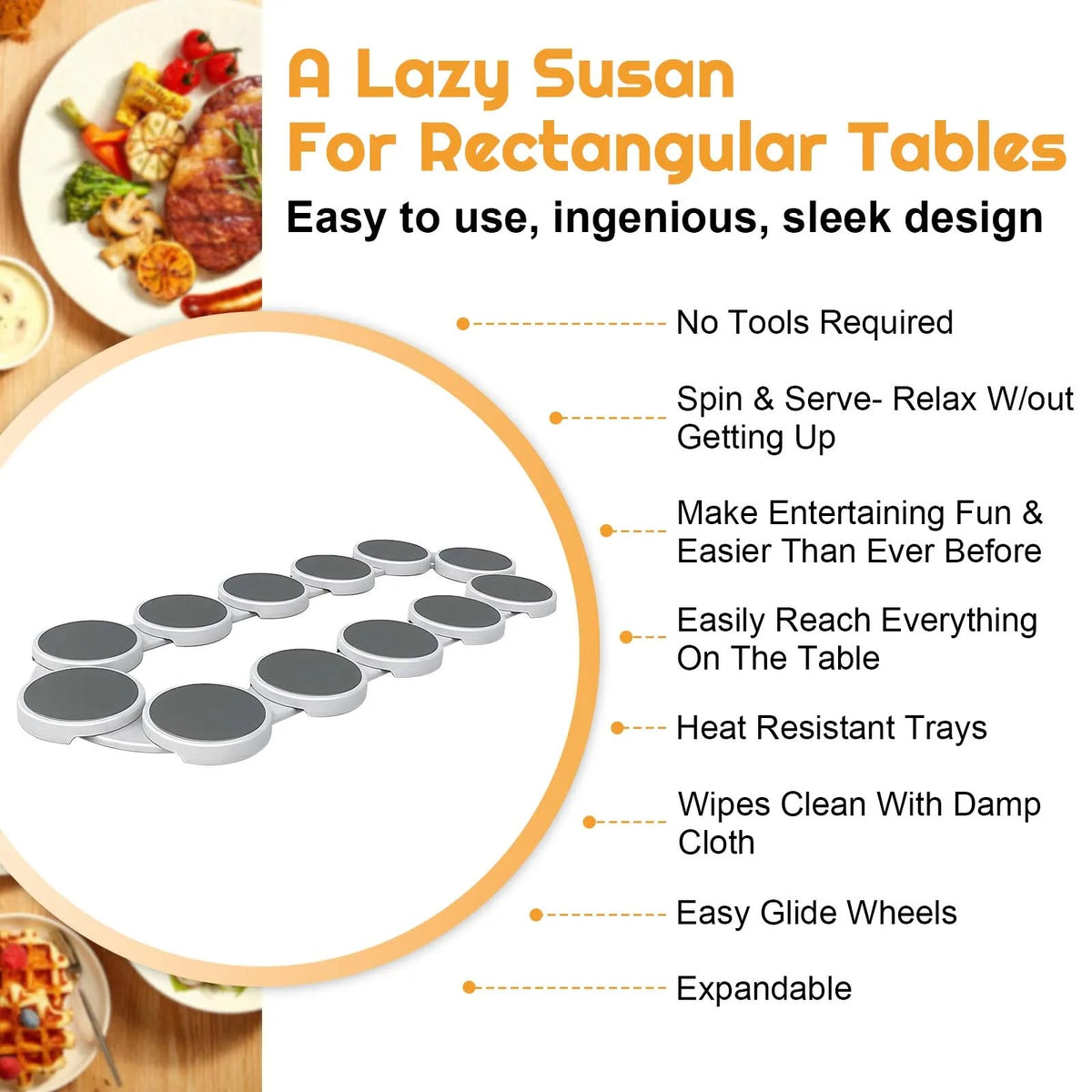4 rotating trays for dining