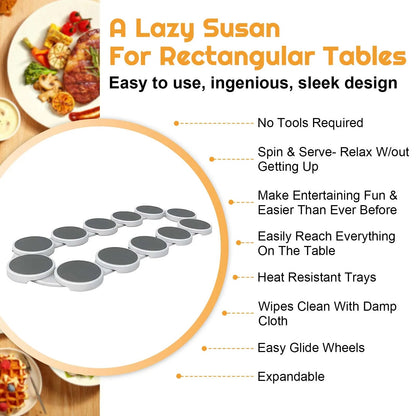 4 rotating trays for dining