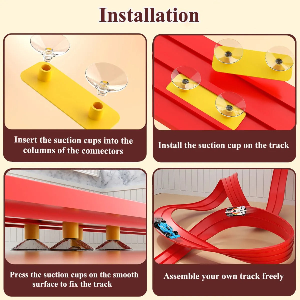 Flexible Race Track Kids Toy DIY Double Lane Racing Car Ramp