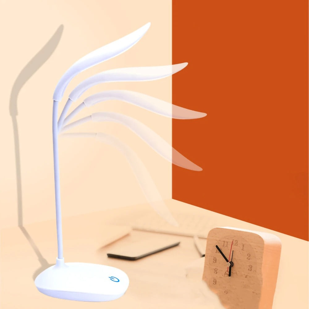 LED Desk Lamp for Study & Bedroom USB Rechargeable Eye Caring Light 360° Flexible Arm 3 Modes Night Table Lamp & Student Reading Light