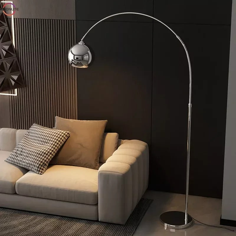 Modern simple LED floor lamp Nordic chrome large floor lamp