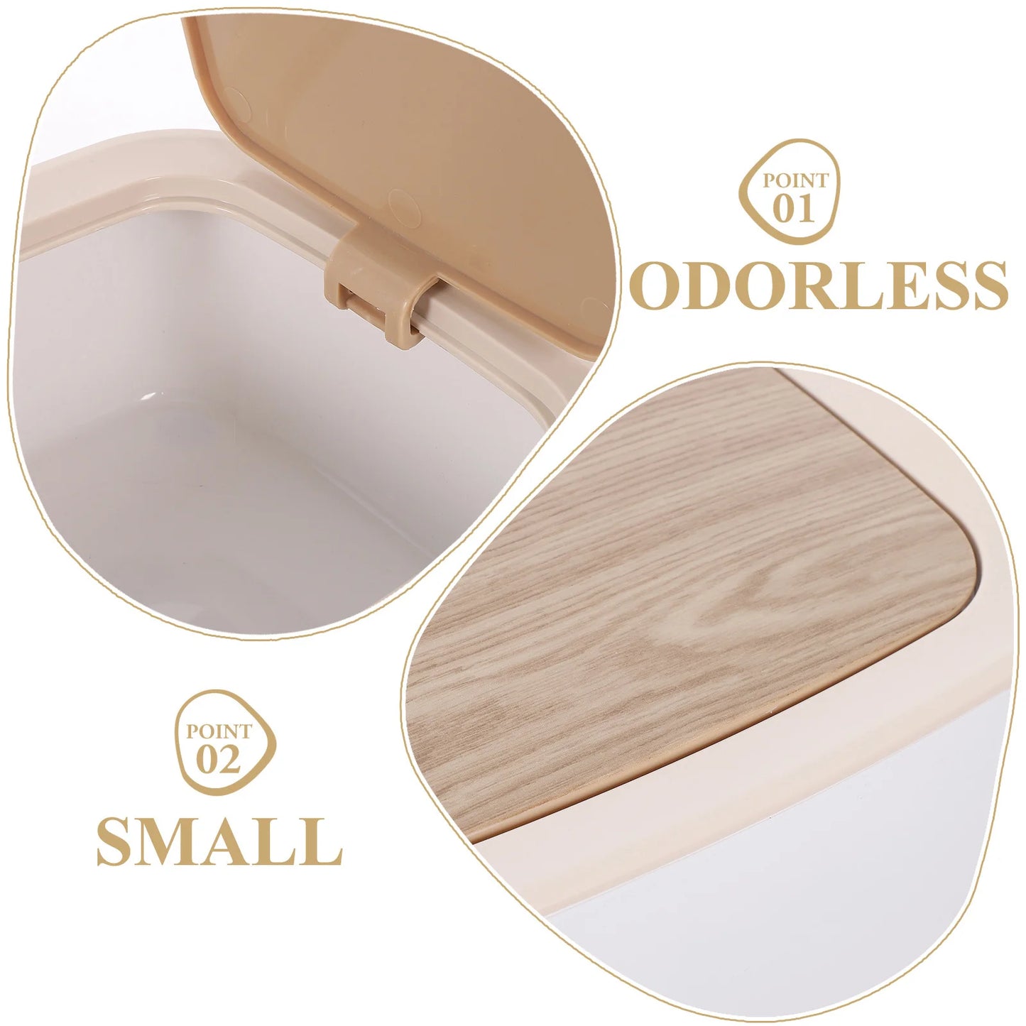 Mini trash can with push lid