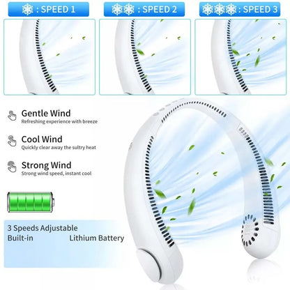 rechargeable portable neck fan 360* degree surroundings ( random colours)