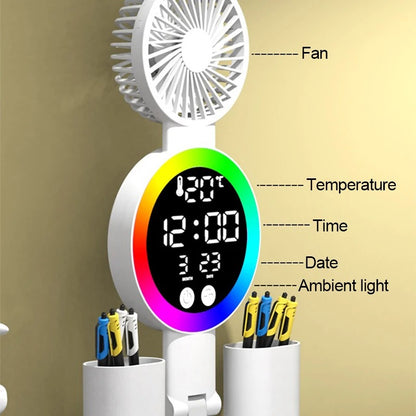 3 In 1 LED Fan With Desk Lamp, Rechargeable LED Desk Lamp with Fan, Portable LED Reading Lamp, Multifunctional Desk Lamp with Phone Holder