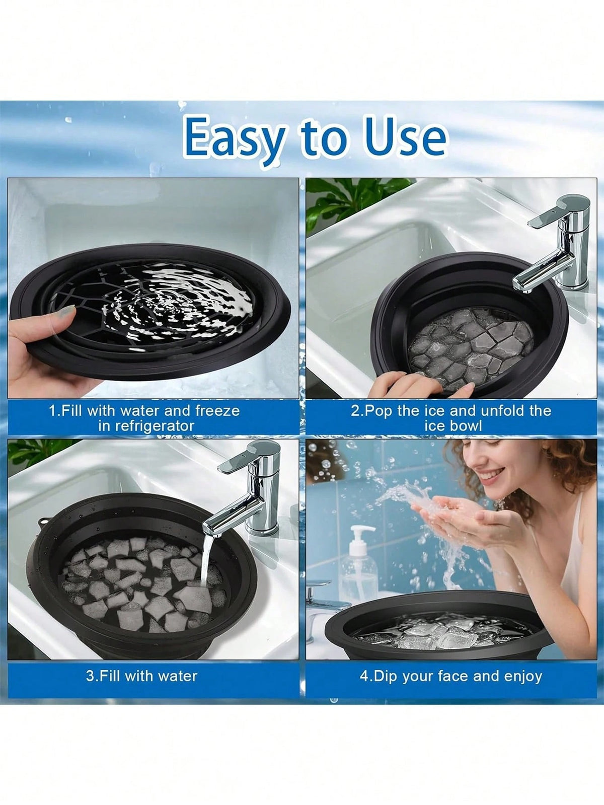 Foldable silicone ice bowl