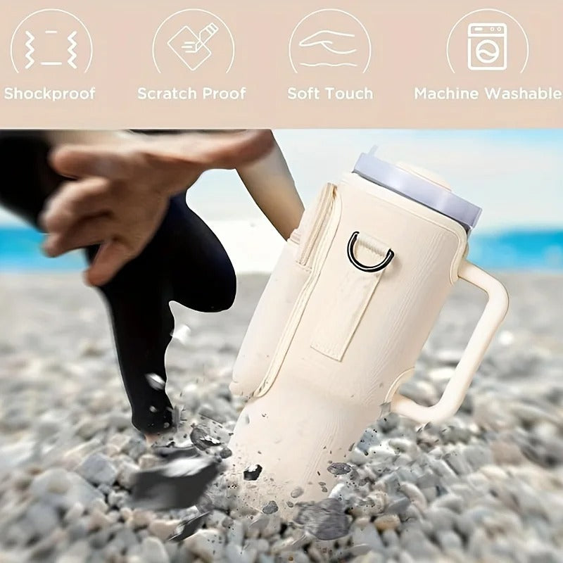 Water bottle carrying case with phone pocket for Stanley Cup 40oz, water bottle holder adjustable strap Stanley Cup accessories