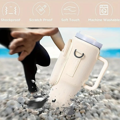 Water bottle carrying case with phone pocket for Stanley Cup 40oz, water bottle holder adjustable strap Stanley Cup accessories