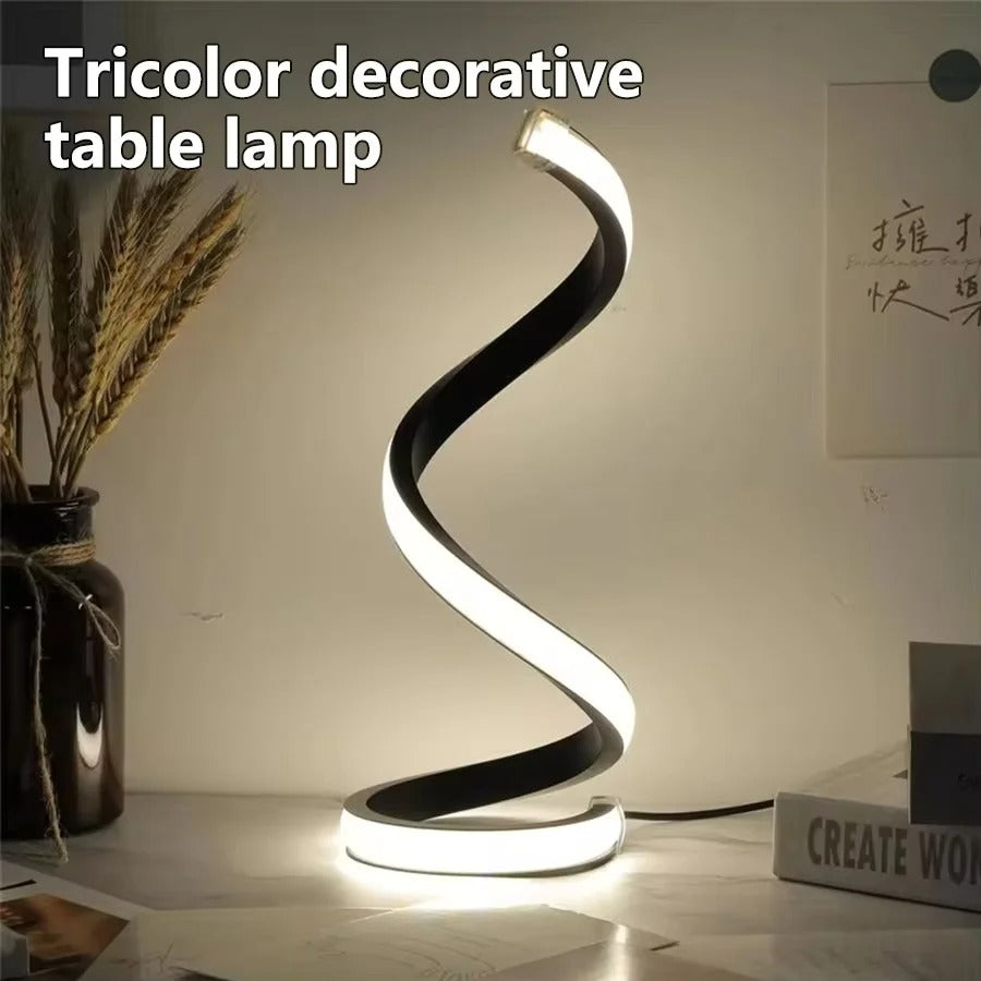 Creative spiral LED night light, 3-color, dimmable, desk lamp, reading light for living room, office, desk