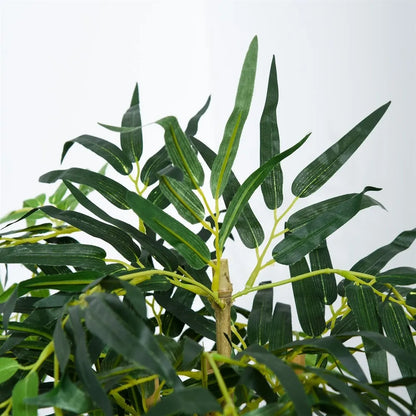 Artificial Bamboo With Flower Pot Plant Leaves Realistic Decorative