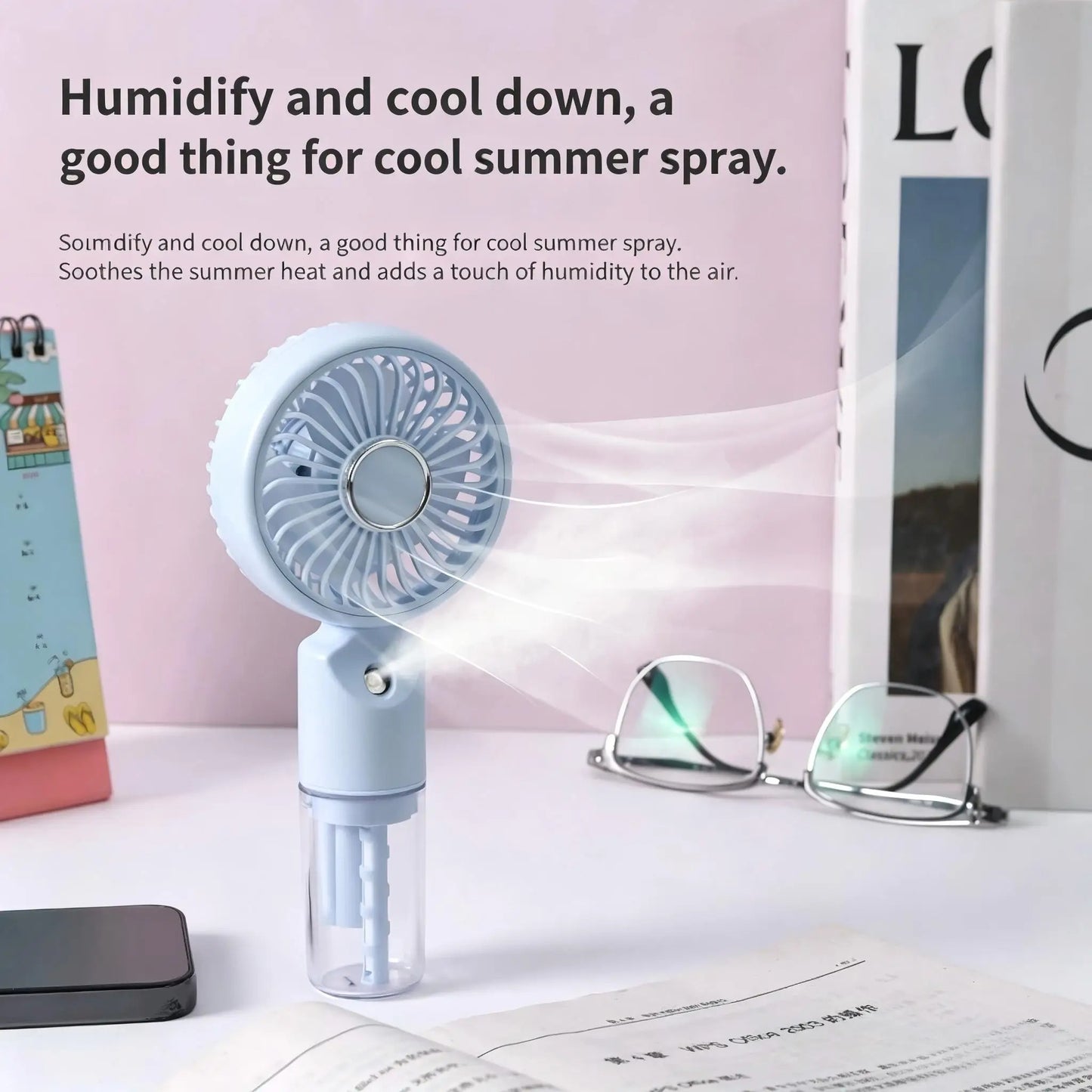 Portable handheld spray mist fan, mini USB, outdoor, student gift, compact personal cooling fan with water mist function
