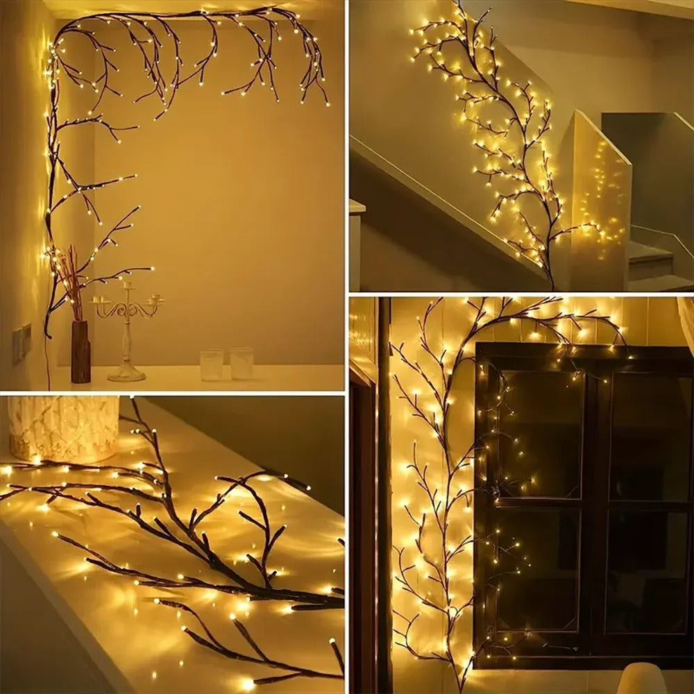 1.6 meter long 72 led bulb USB Tree Branch Lamp Bedroom Wall Decor Willow Vine Light Strip 8 Lighting Modes DIY Mood Light Home Lighting