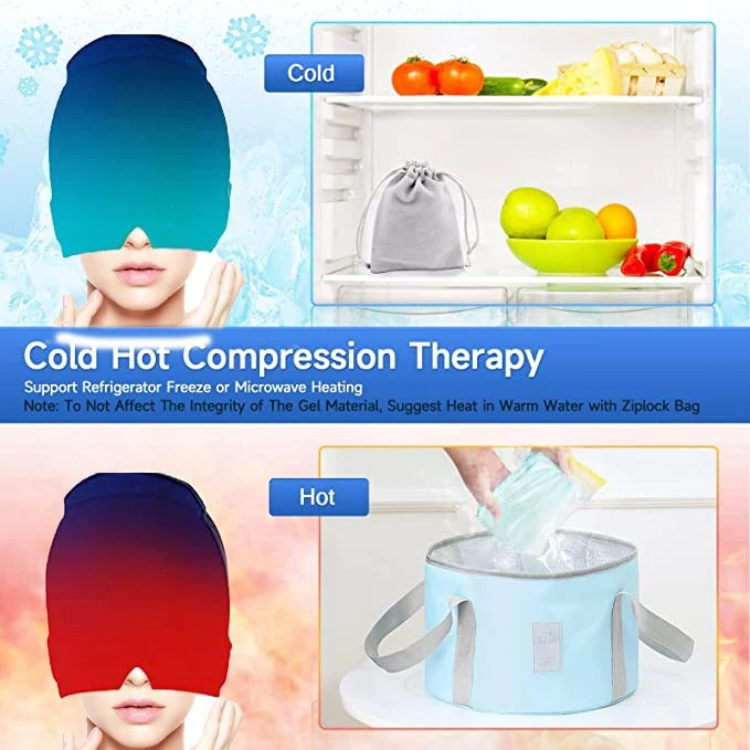 Migraine Gel Ice Cap Hot Cold Hat for Wrap Face Eye Mask Pressure Massage Care Sleep Tool Pain Relief