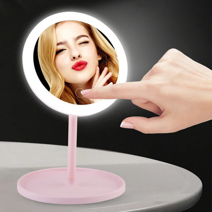 LED Cosmetic Mirror With Dimmable, Rotating, and Memory Functions - USB Cosmetic Mirror With Monochrome