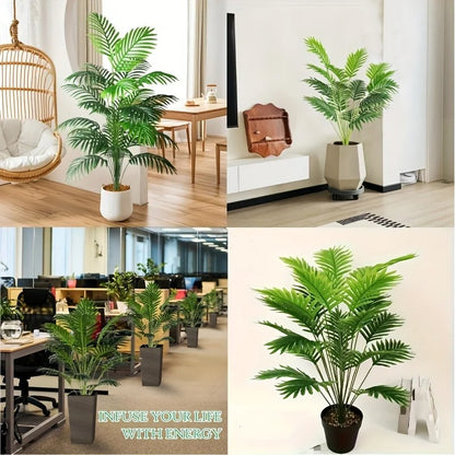 24-Leaves Areca Palm Artificial Plants Trees in Pot Plastic Green Fake Plant Tree Bonsai for Room Home Indoor Outdoor Decoration