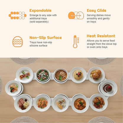 4 rotating trays for dining