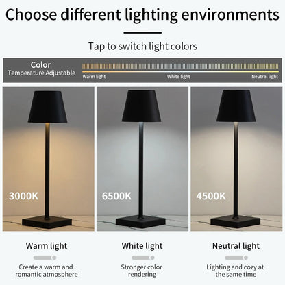 Rechargeable LED Table Lamp Touch Switch 3-Level Dimmable Desk Lamps Bar Club Diner Creative Decorative Mood Lighting