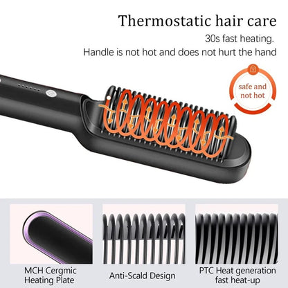 Portable hair straghtening brush tool