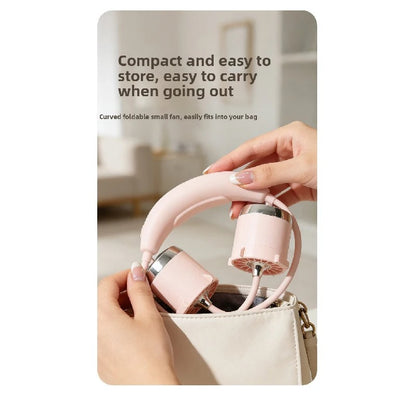 2026 New Cartoon Neck Fan, Flexible Hose, Adjustable Angle, USB Rechargeable Portable Mini Fan for Outdoor Sports Travel