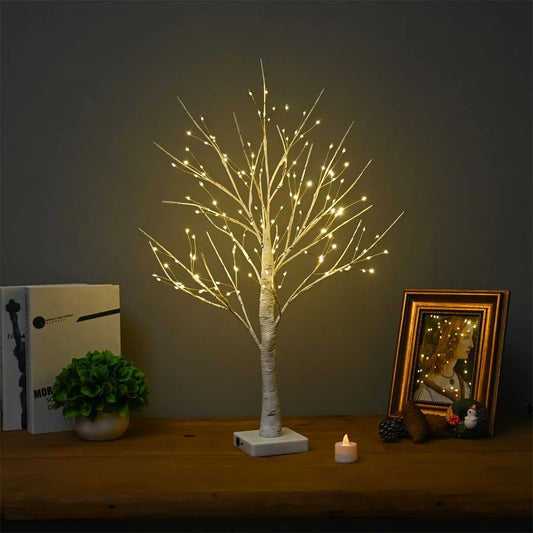 Birch tree lamp with 3 battery packs led lamp