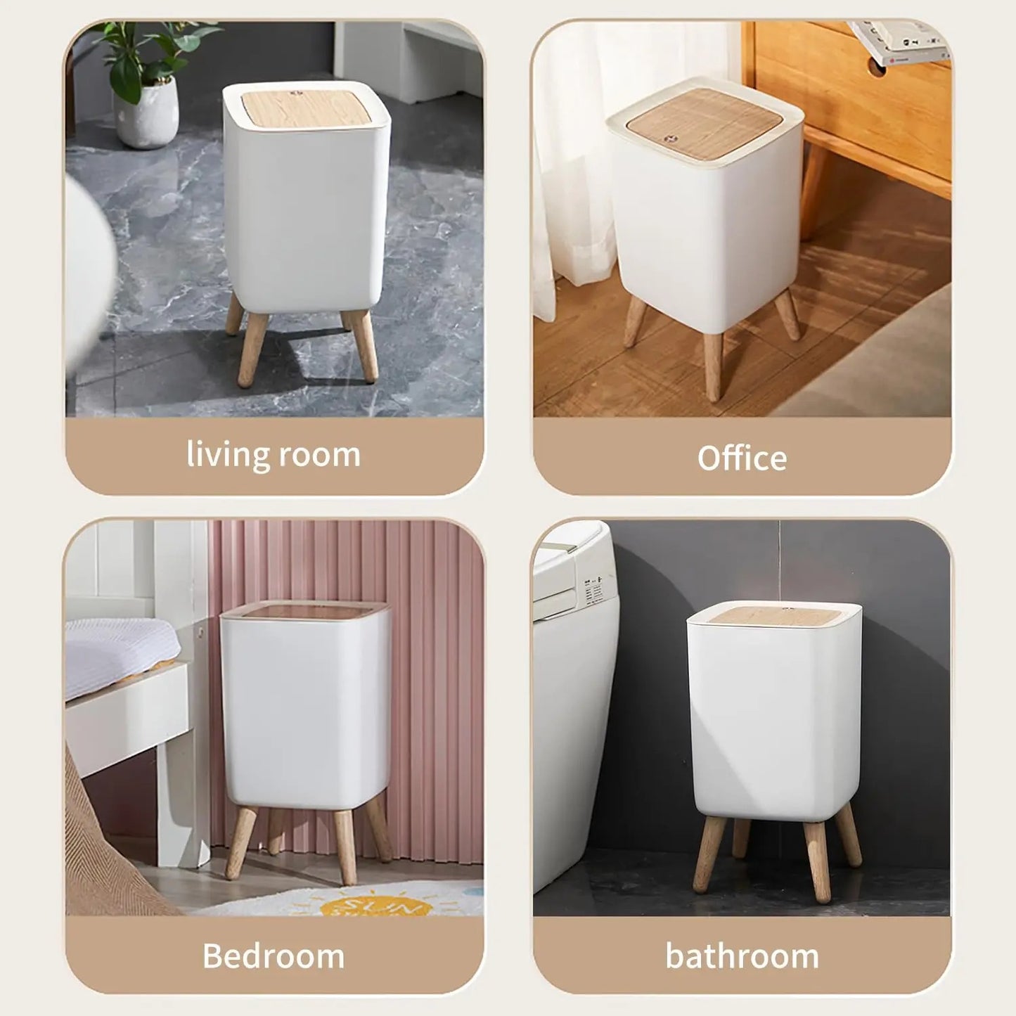 Mini trash can with push lid