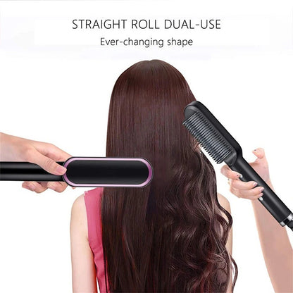 Portable hair straghtening brush tool