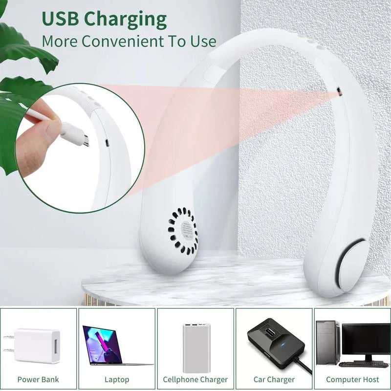 rechargeable portable neck fan 360* degree surroundings ( random colours)