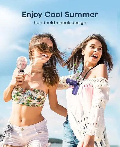 Portable Handheld Mini Fan 3000mAh Foldable Neck Hanging Fans 5 Speed Adjustable USB Charging Fan with Phone Stand and Screen