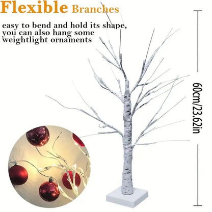 Birch tree lamp with 3 battery packs led lamp